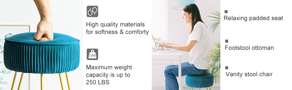 this footstool not only be a footstool ottoman, but also can be a vanity chair