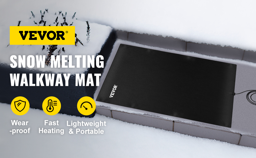 VEVOR Snow Melting Mat, 2ft x 3ft Heated Walkway Mat, 110V Snow and Ice