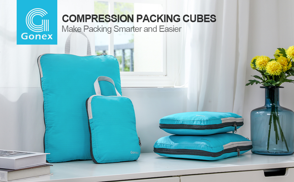 Gonex Compression Packing Cubes Extensible Organizer Bags For Travel