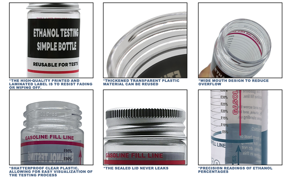 E85 Tester Kit, Reusable Ethanol Test Kit, Wide Mouth Fuel