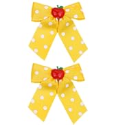 Back to School Hair Clips Cute Hair Bow Clip for Girls Yellow Bow Hair Long Bows Apple Hair Barre...