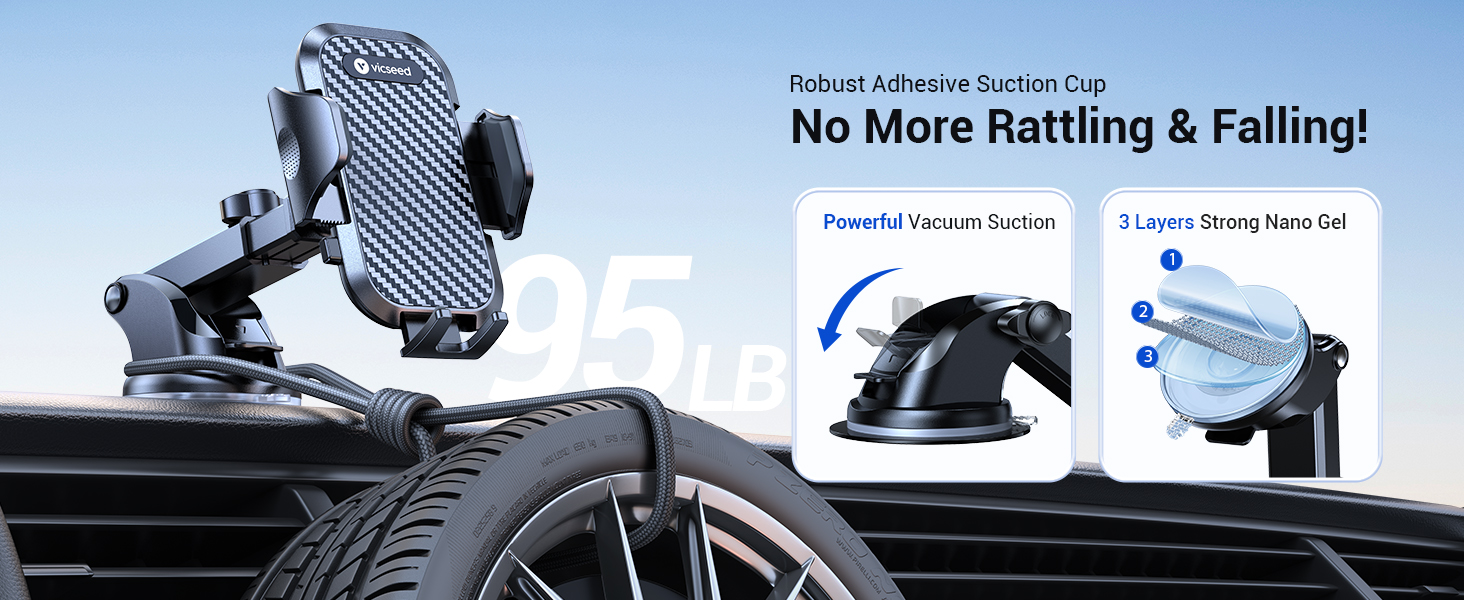 strong suction cup cell  phone holder mount no fall off heat resistant