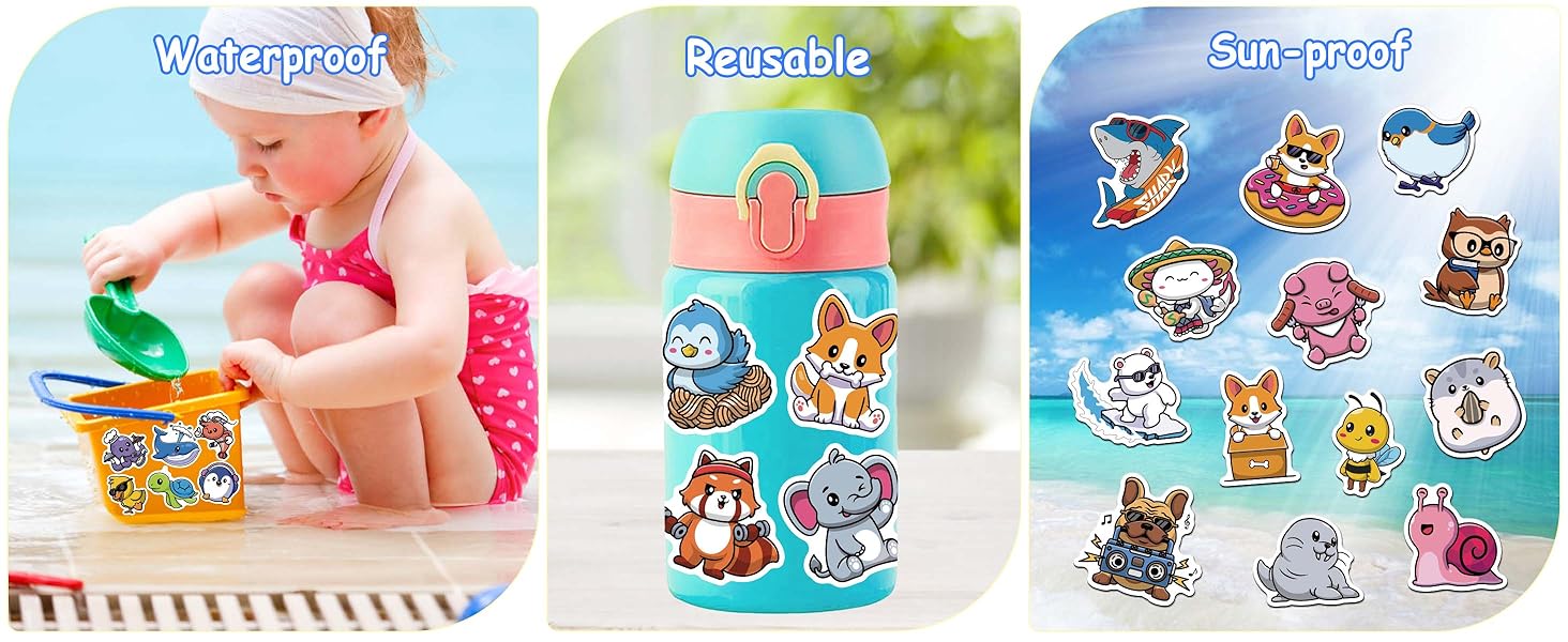 iGetooy Cute Stickers, Animal Stickers, 100 PCS Water