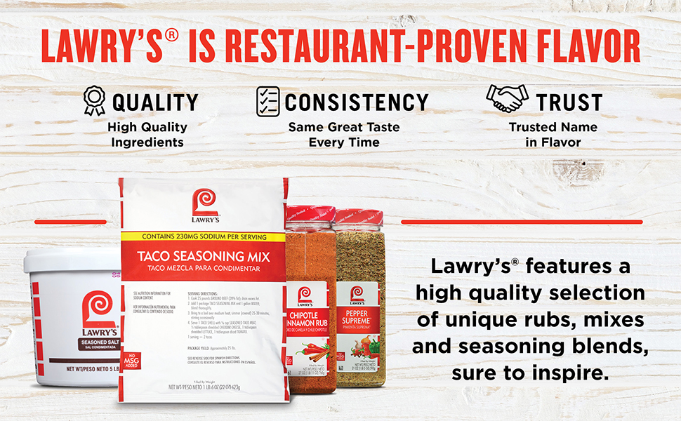 Lawry's Taco Seasoning Mix, 22 oz One 22 Ounce Packet of