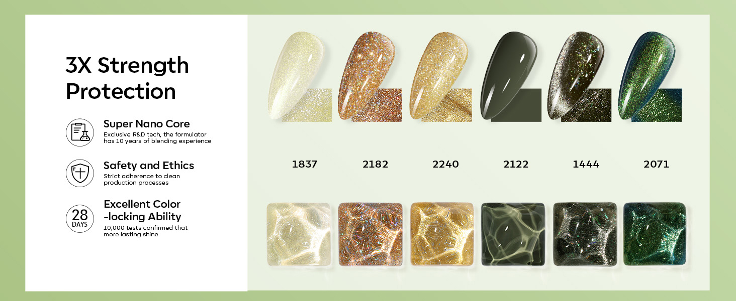 modelones Gel Nail Polish Set, 6 Colors Yellown Gold Green