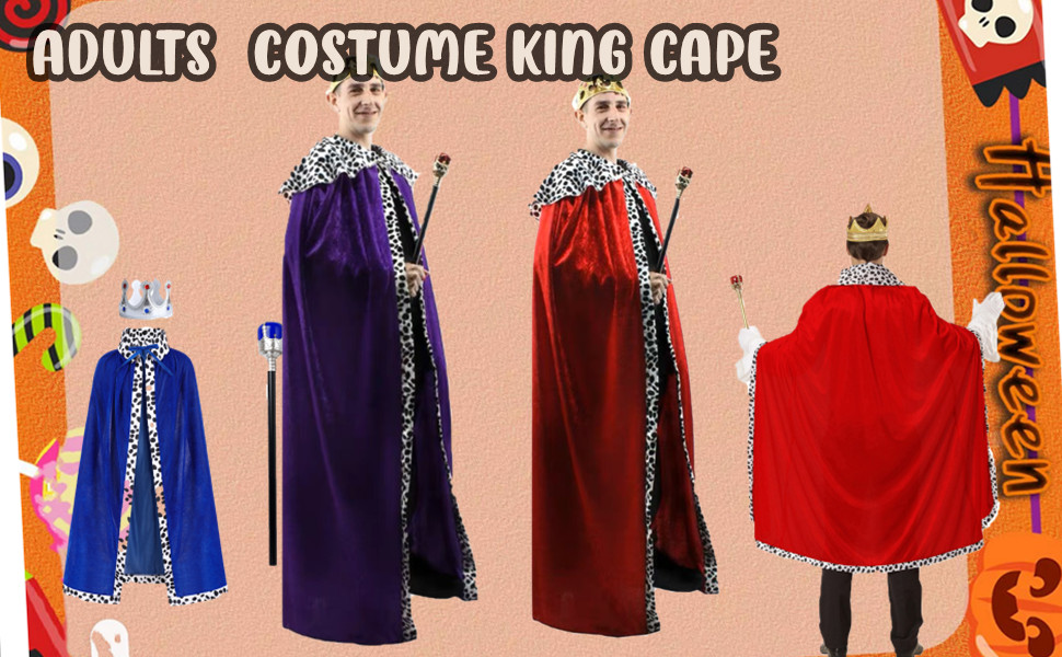 ODIZLI King Costume for Kids Aldult Robe Crown Scepter Set