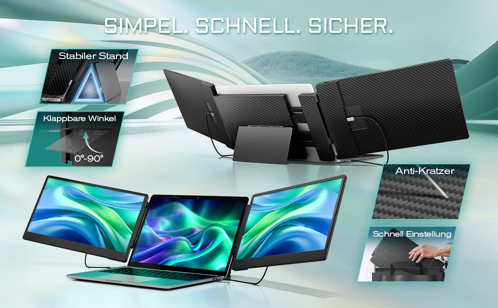 Taşınabilir 14 inç üç ekranlı taşınabilir monitörümüzle çalışın, oynayın ve keyfini çıkarın.