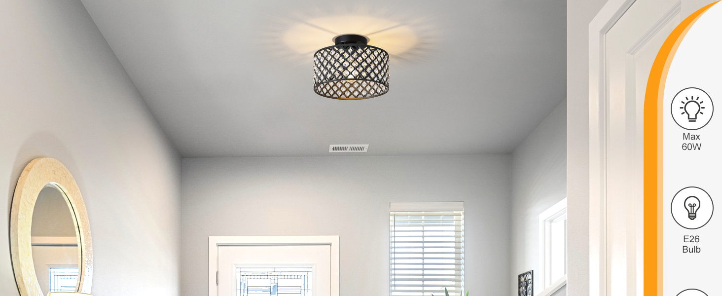 black crystal ceiling light