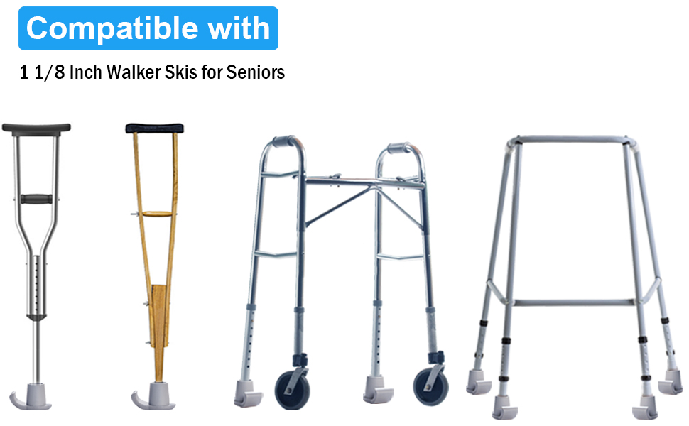 Walker Skis Glides, 2 Pack 1 1/8 Inch Walker Skis for Seniors, Heavy Duty Universal