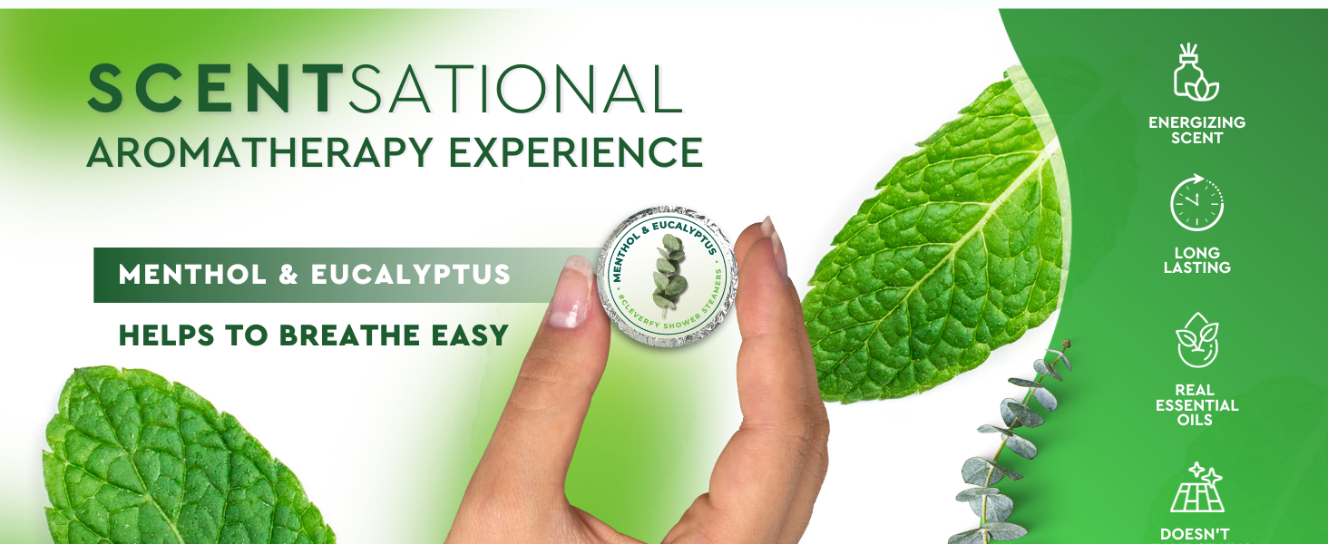 menthol and eucalyptus shower steamers, relief, breathe easy, eucalyptus for shower