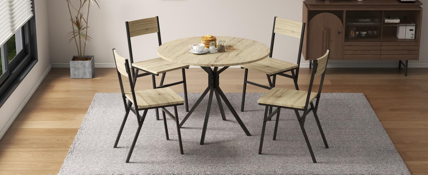 Round Dining Table Set for 4