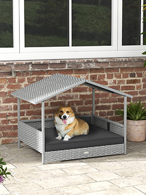 Amazon.com : PawHut Wicker Dog House Outdoor with Canopy