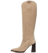 MeiLuSi Knee High Suede Boots Fall Boots for Women 2025 Pointed Toe Fall Shoes Chunky High Heel T...