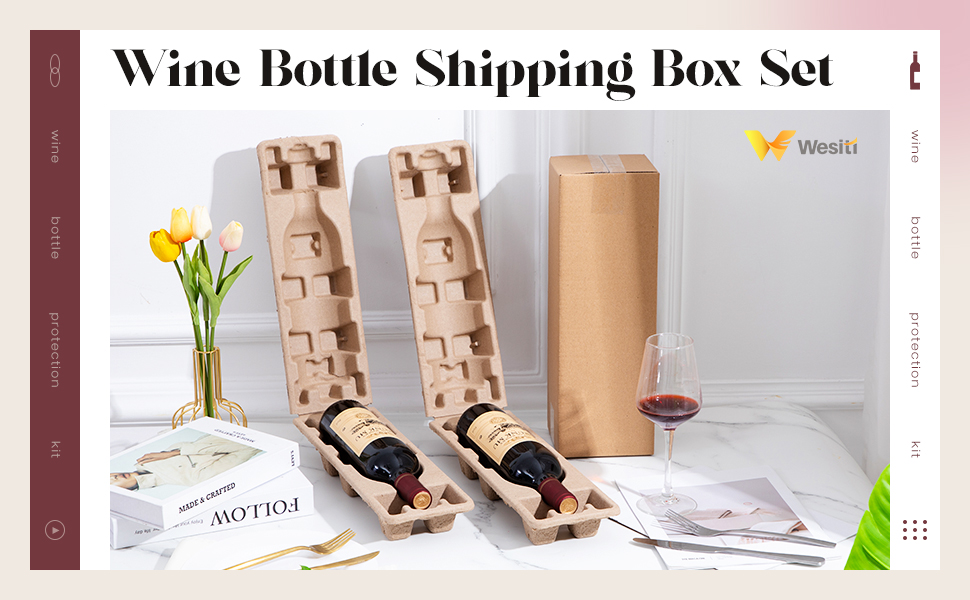 Wesiti 24 Sets Wine Bottle Shipping Box with Protective