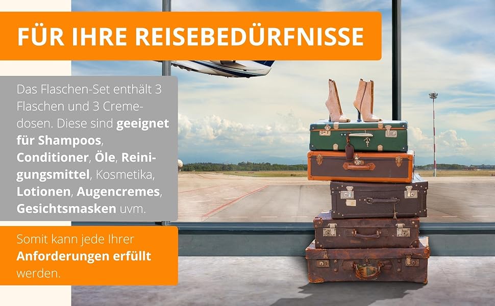 Flugzeugbeutel mit Set und Tiegel