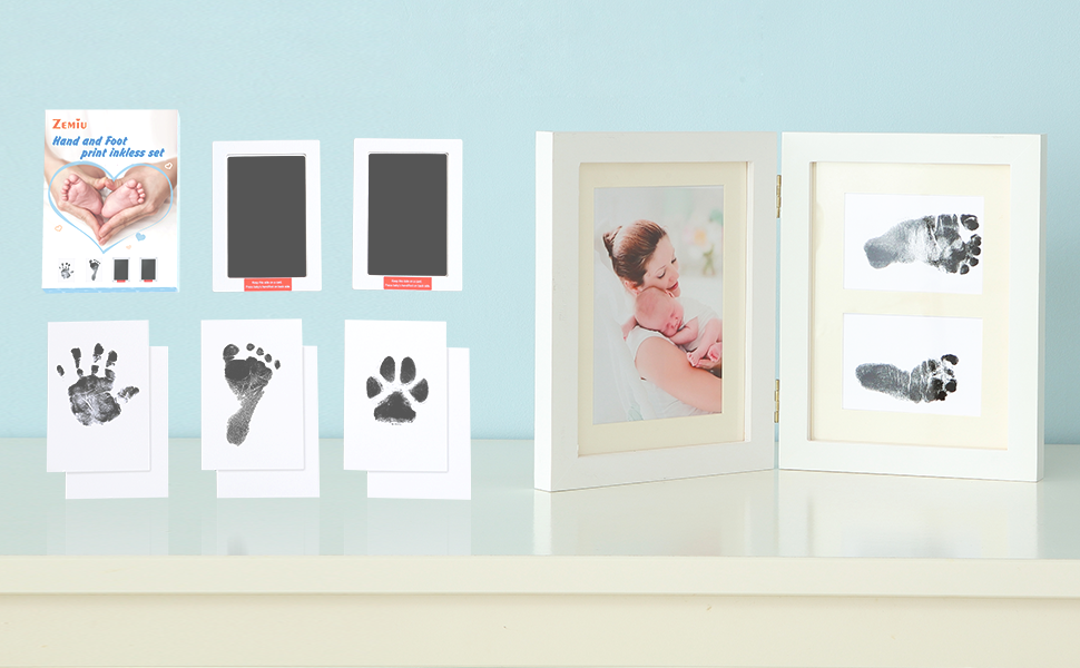Zemiu Baby Handprint and Footprint Large Size Kit,2 Baby Handprint Ink