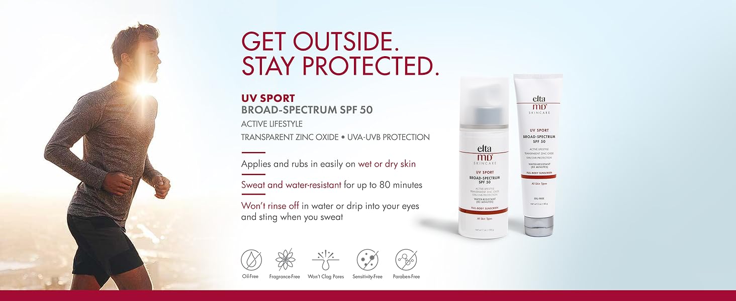 EltaMD UV Sport Full-Body Sunscreen Broad-Spectrum SPF 50, Water Resistant, for All Skin Types