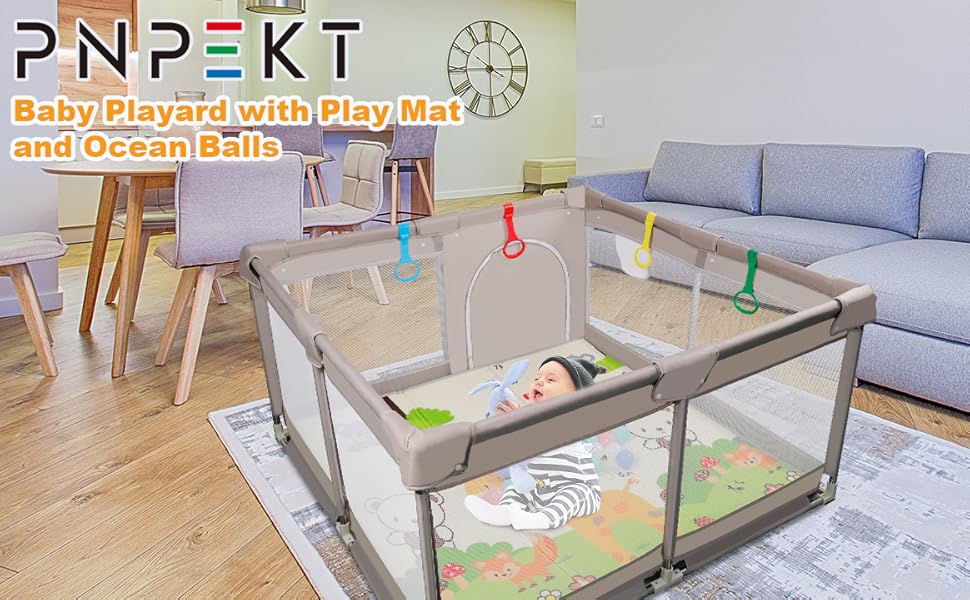 Baby Playpen, Baby Play Yard Sturdy Toddler Play Pen Indoor Outdoor