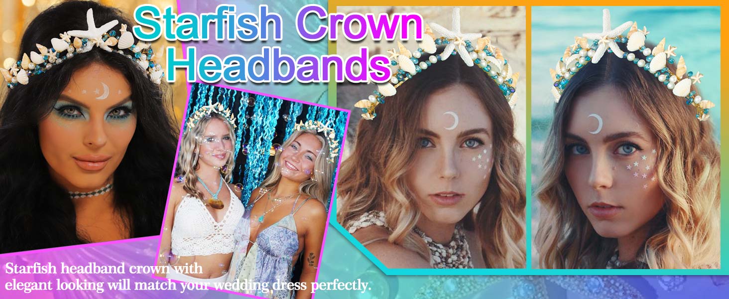 starfish crown headbands for women beach wedding headpiece