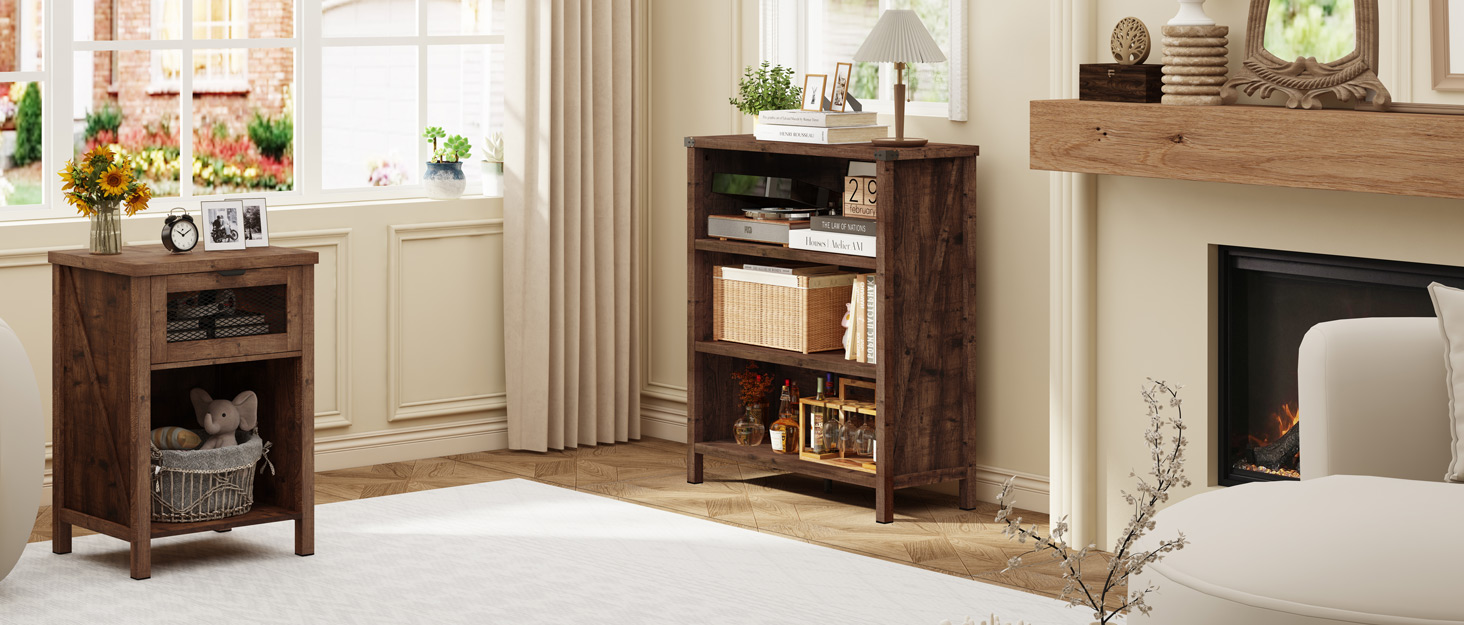 BON AUGURE Record Player Stand with Vinyl Storage