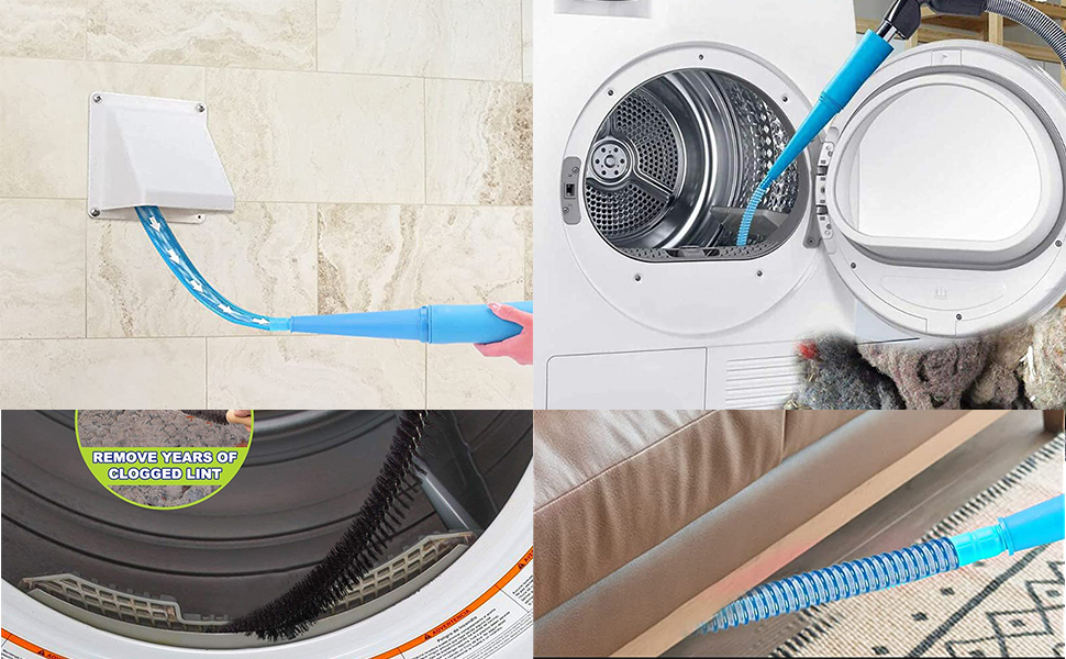 INCALCU Dryer Vent Cleaning Kit, Dryer Lint Vacuum Brush Attachment for