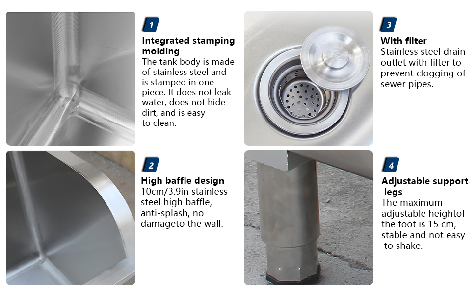 Commercial Floor Mop Sink,Stainless Steel Mop Service Basin,Indoor