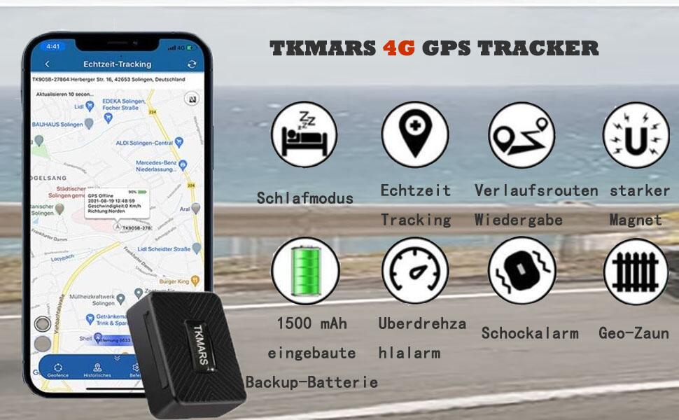 TKMARS 4G Mini GPS Tracker GPS Tracker Ohne ABO mit Kostenloser App, 32