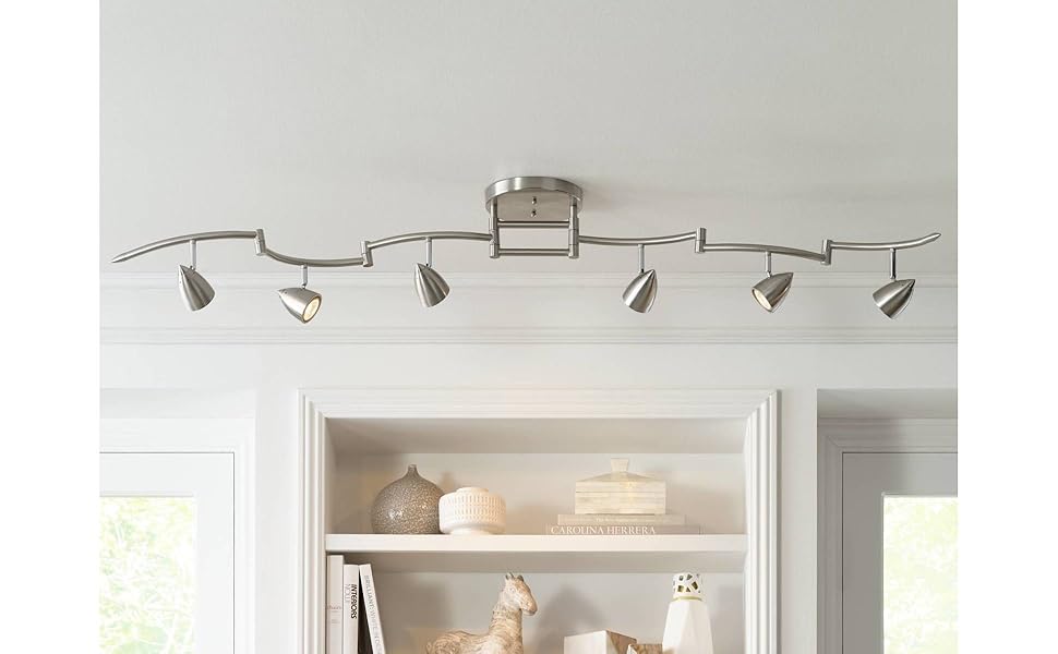 Pro Track Track Light Fixture - 6 Head Adjustable Lights