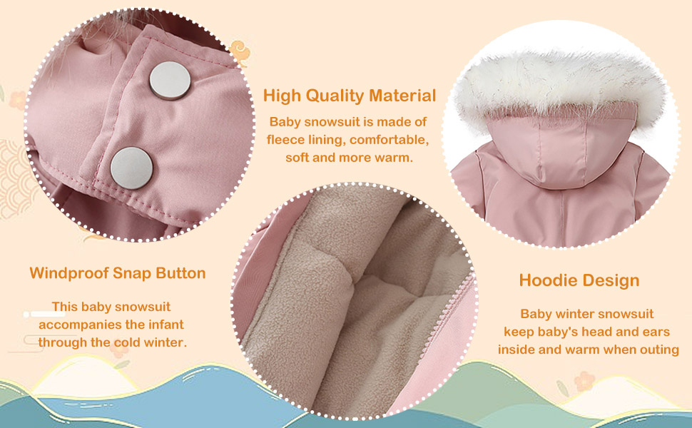 Baby Infant Boys Girls Snowsuit Winter Hooded Warm Jumpsuit Outerwear