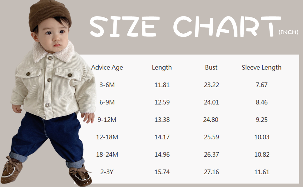 Unisex Toddler Baby Boy Girl Winter Corduroy Sherpa Jacket