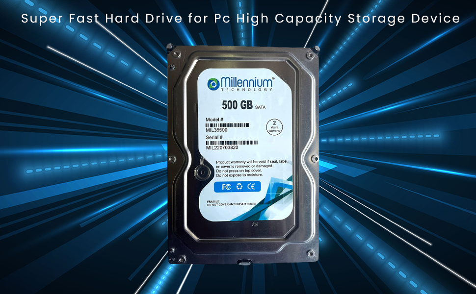 MILLENNIUM TECHNOLOGY 500GB SATA Surveillance Hard Drive for Desktop Pc
