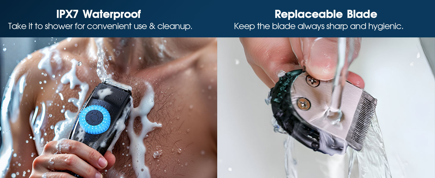 waterproof beard trimmer for men can be used in shower, with replaceable / detachable blade