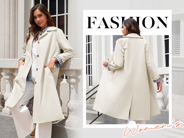 Amazon.com: Tankaneo Womens Long Trench Coat Single Breasted