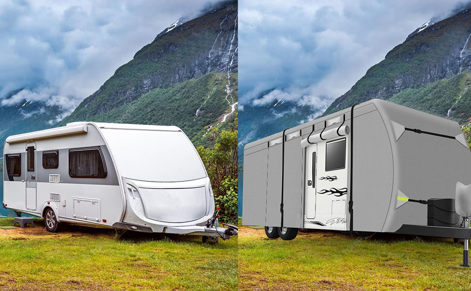 Bsteciar RV Travel Trailer Cover 16'18' 300D Oxford RipResistant