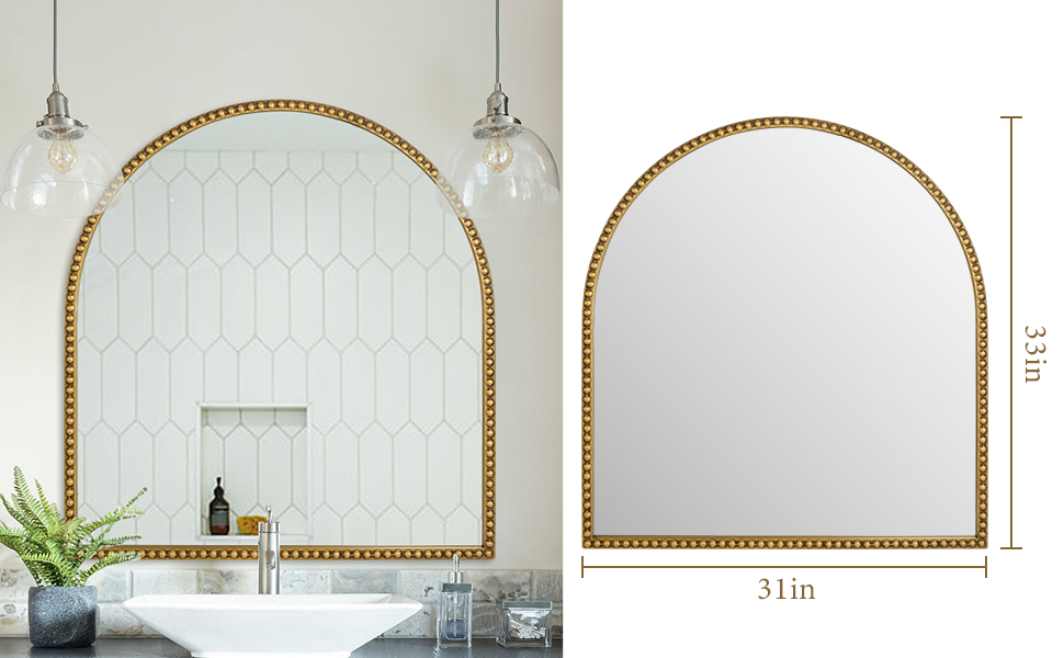 Bonheur　0308 Amazon.com: Fobule 33x31 Inch Arched Bathroom Mirror