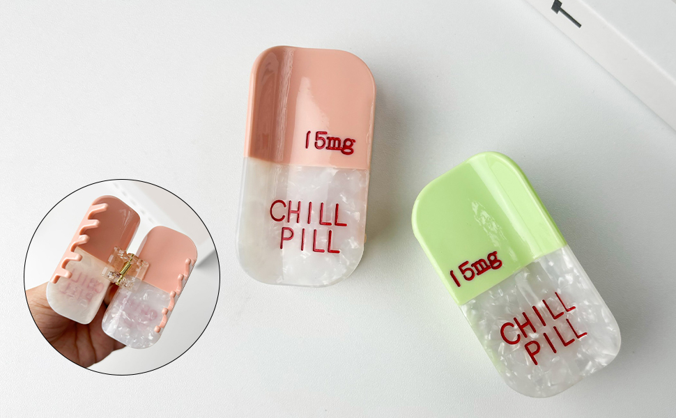 Hair Claw Clips Fun Chill Pill for Women Girls – Acetate Hairpin