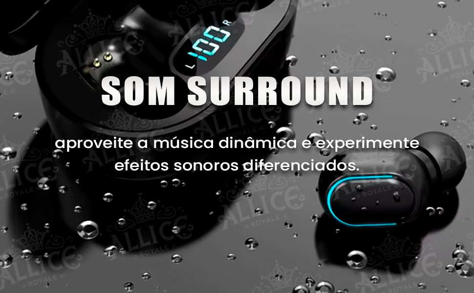 Fone Bluetooth 5.1 Premium e Preto, Intra-Auricular, Visor, Duplo Sem Fio