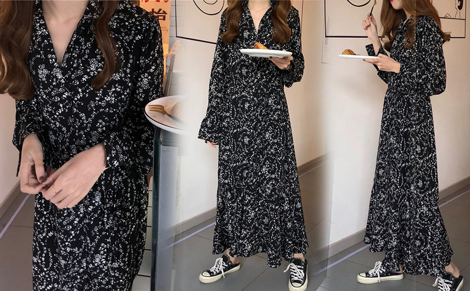 Amazon.co.jp: [KumiModa] 花柄 ワンピース レディースマキシ丈