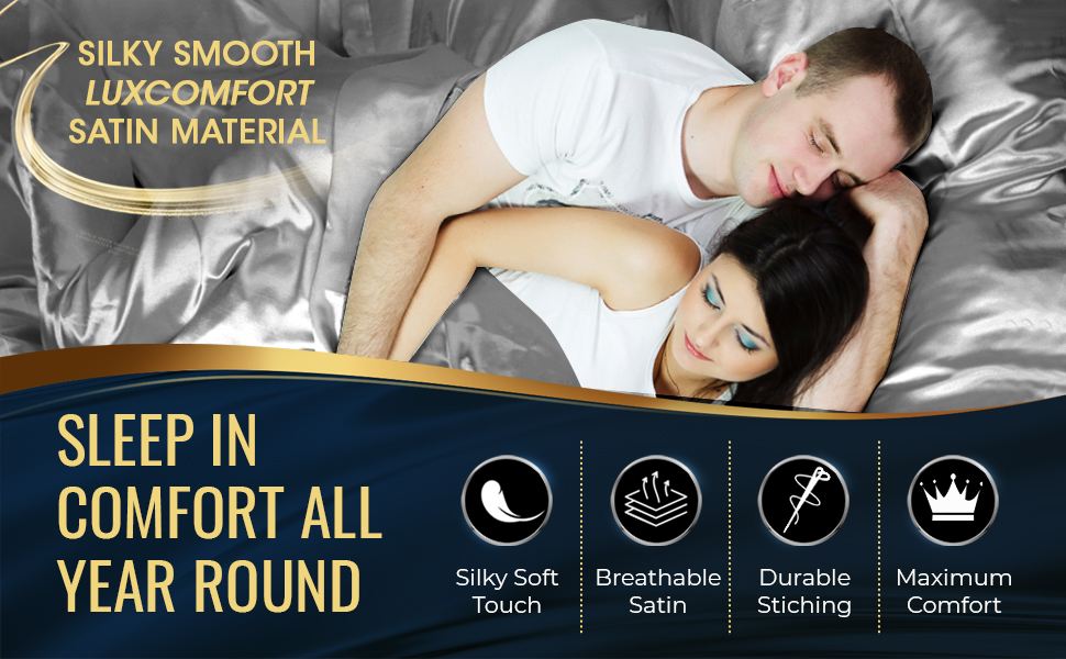 Satin Sheets Queen Size (4 Pieces, 8 Colors), Silky Satin