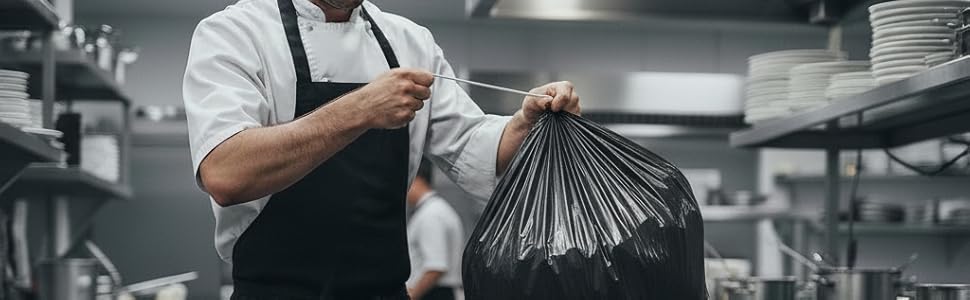 Drawstring Trash Bags 28x35 inches, 1 mil