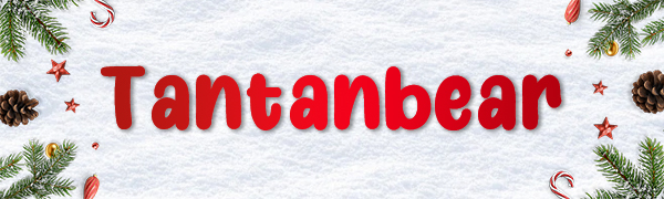 Text reads 'Tantanbear' with decorative pine branches and pinecone illustrations around text.