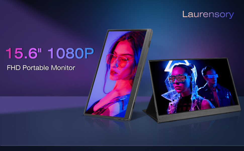 Laurensory Portable Monitor 15.6 inch 1080P FHD USBC Mini HDMI Laptop Extended
