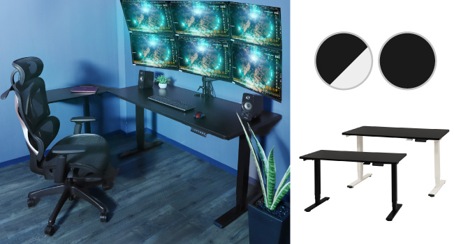 LOOKIT 電動昇降デスク AJ-E1260 ブラック 昇降デスク 電動 デスク スタンディングデスク オフィスデスク