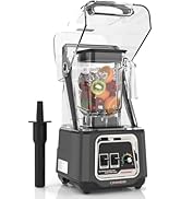 CRANDDI Commercial Blender, 2200W Countertop Blenders with Removable Shield, Quiet Smoothie Blend...