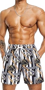 Daupanzees Men Swim Trunks Drawstring Board Shorts Elastic Waist Beach Shorts with Pockets