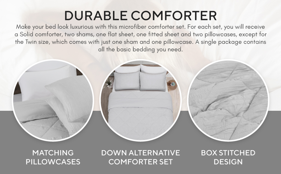 EnvioHome Twin Size Comforter Set Soft Crinkled Comforter