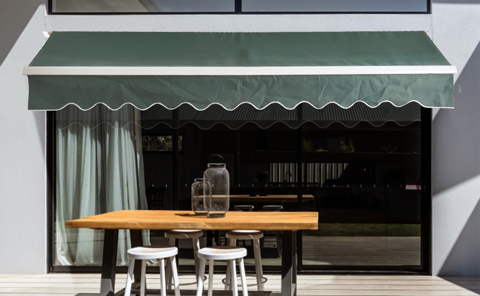 NAIMP Green DIY Manual Patio Awning, Retractable Gazebo Outdoor Canopy
