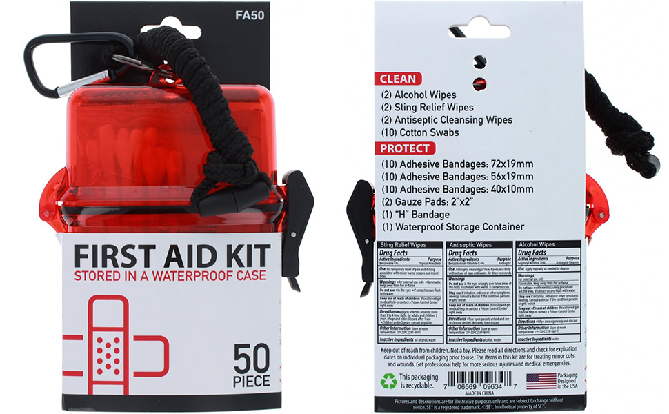 ASR Outdoor 50pc Portable First Aid Kit in Waterproof Case Emergency Supplies Survival Gear