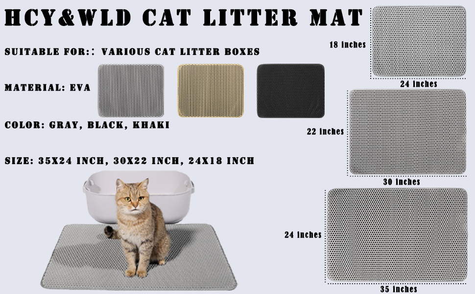 HCY&WLD Cat Litter Mat, 35x24 Inch/30x22 Inch/24x18 Inch Double Layer Cat Litter Box