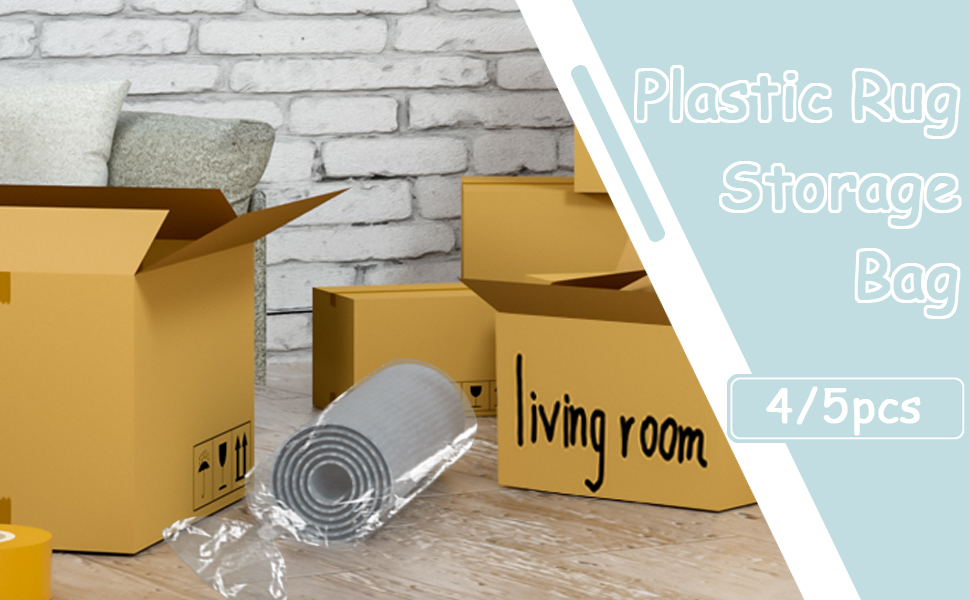 4 Pcs Rug Bags for Storage with 100 Zip Tie, Clear Carpet